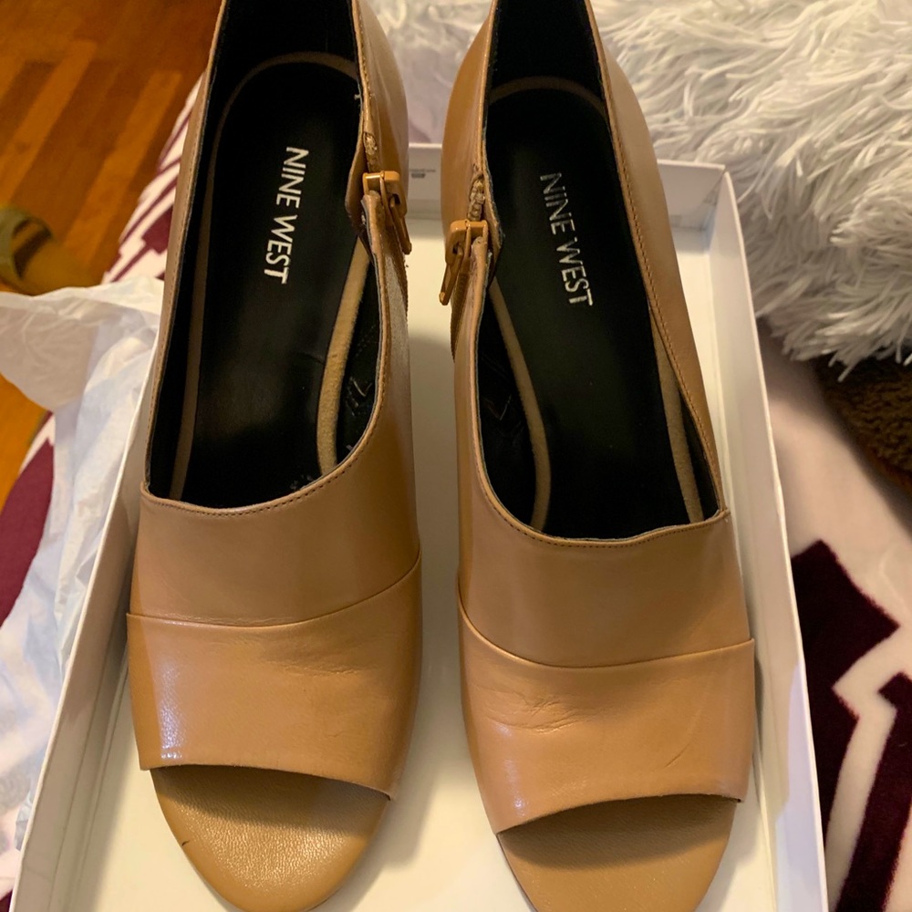 Tan pump booties